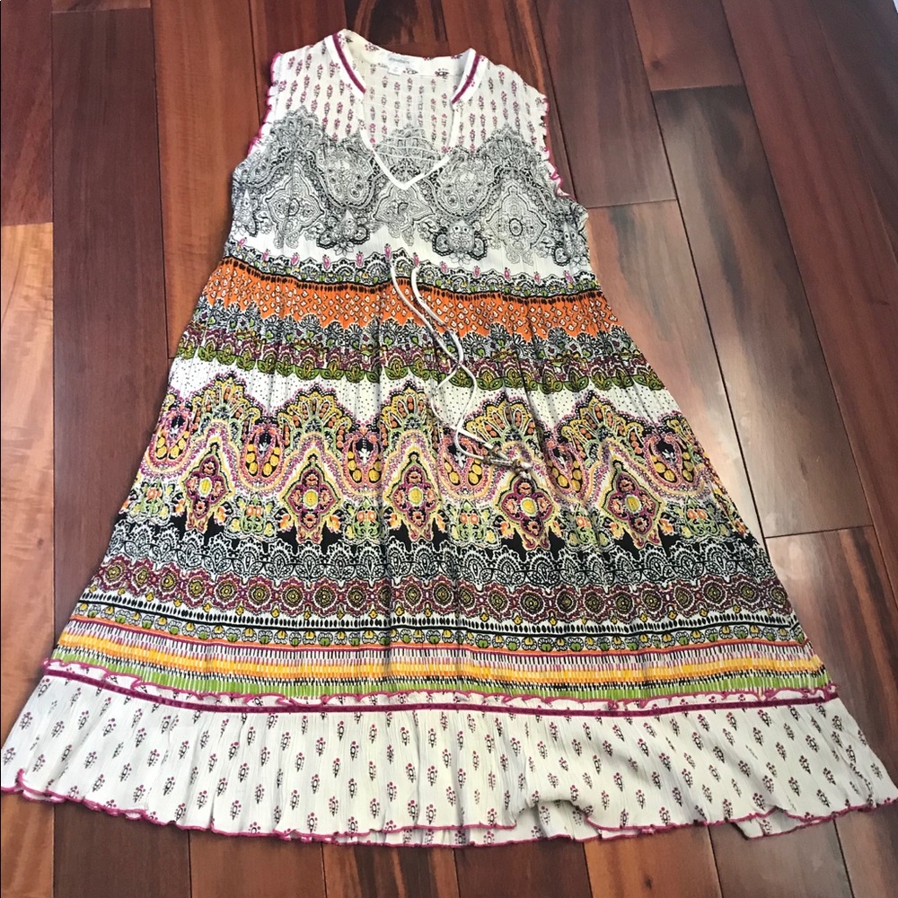 Bohemian style sleeveless dress.